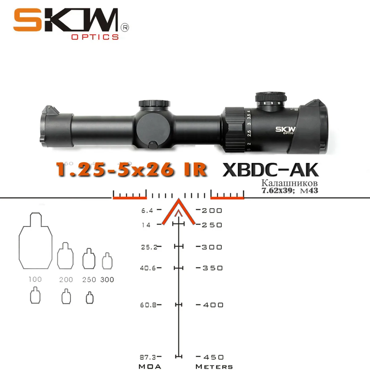 Tactical AK Riflescopes 1.25-5x26A Compact BDC Reticle for Kalashnikov rifle scope