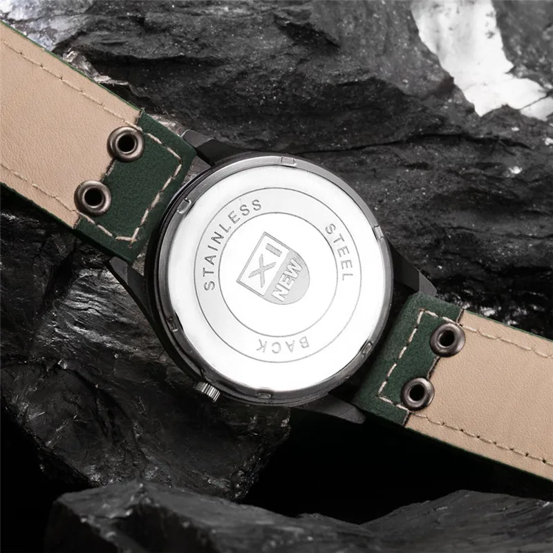 1pc / lot XINEW Brand Watches For Men Fashion Leather Band Sports Military Date Quartz Watch Erkek Barato Saat Reloj Hombre 2024