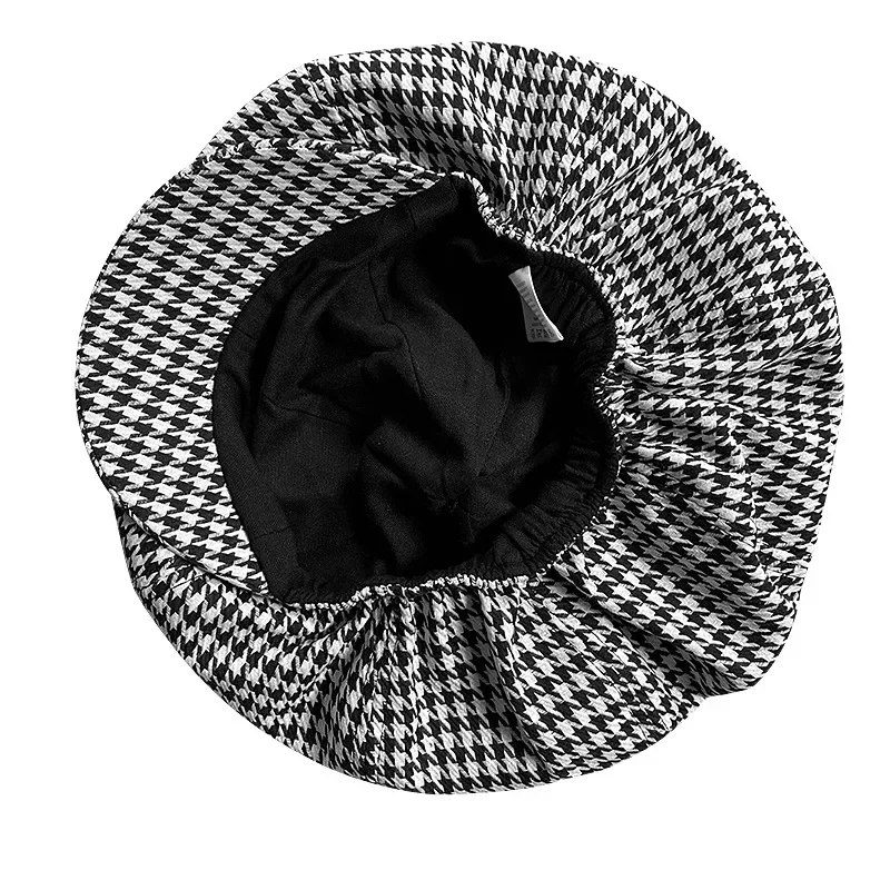 Cotton newsboy cap Berets hat Big Head Newsboy Cap Women Beret Vintage Painter Winter Hats Houndstooth Octagonal Caps Female Bone Male NC36