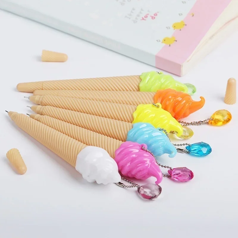 6er-Pack Eiscreme-Stifte, Cartoon-Schreibstifte, Niedliche Neutralstifte, Kindertagsgeschenk, 0,38 mm Neutralstift, Schulbedarf, Zufällige Farbe – Detail 3