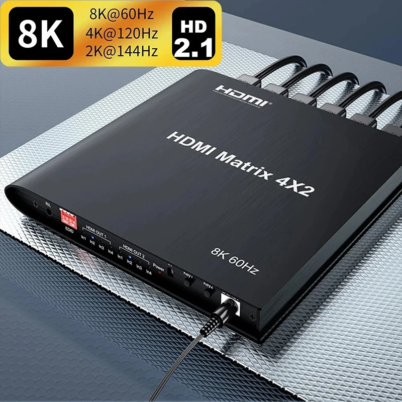 HDR HDMI Ʈ Ʈ HDMI  ø ġ, PS4 HDTV PC Ϳ 4  2 ƿ ڽ HDCP2.3, 8K 60Hz, 4x2, 4K 120Hz Ʈ