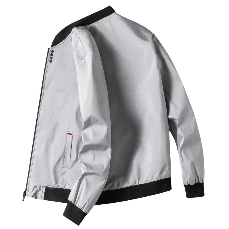 Gris - Chaqueta Deportiva Fina Corta Viento para Hombres