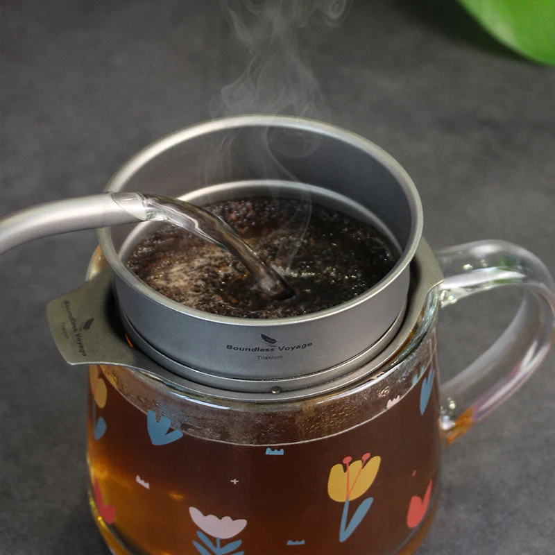 Boundless Voyage Titanium Coffee Mesh Filter Pour Over Paperless Reusable Dripper Holder titanium coffee filter