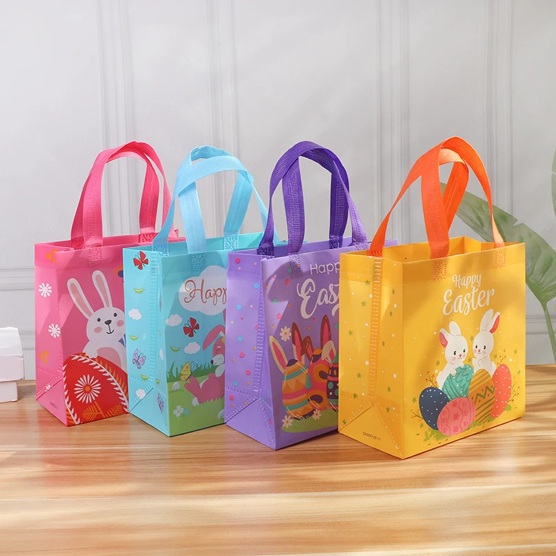 4/8Pcs Easter Gift Bags Cute Rabbit Eggs Candy Gift Packaging Bag 2025 Happy Easter Party Decor Supplies Kids Favors Treat Bag