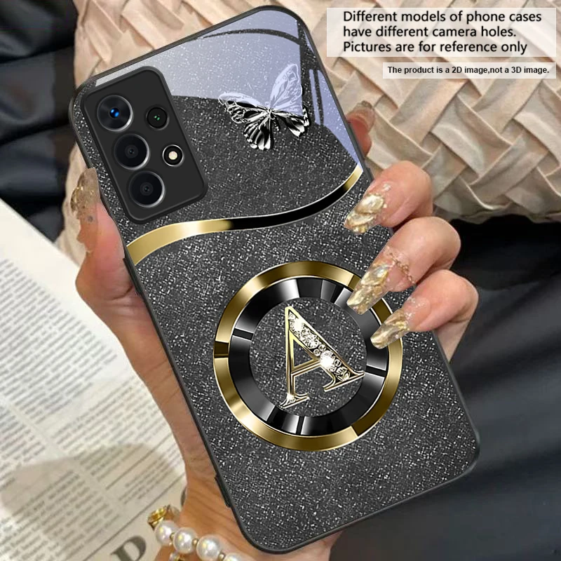 Gold Letter A Badge Glass Phone Case