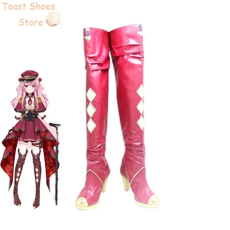 

Rosemi Lovelock Cosplay Boots Youtuber Vtuber Cosplay Shoes Halloween Carnival Prop High Heel Red PU Leather Shoes Costume Prop