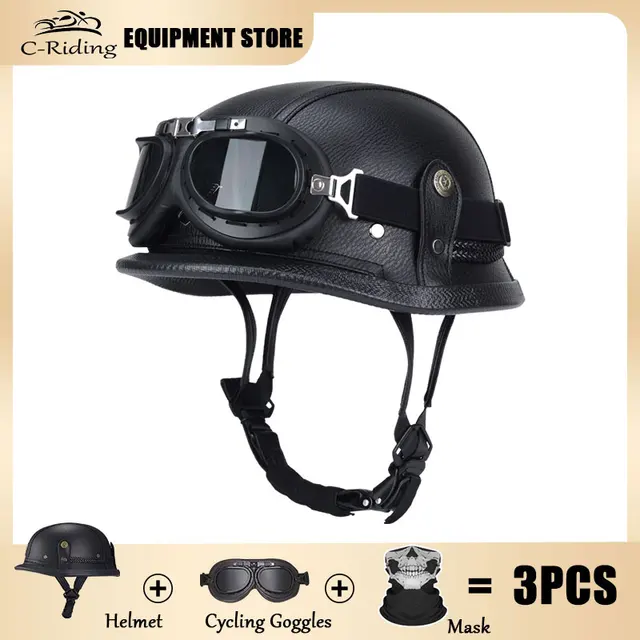 Germany Imported Helmet DOT German World War II Vintage Steel Helmets Motorcycle Half Helmet Leather Half Cover Locomotive