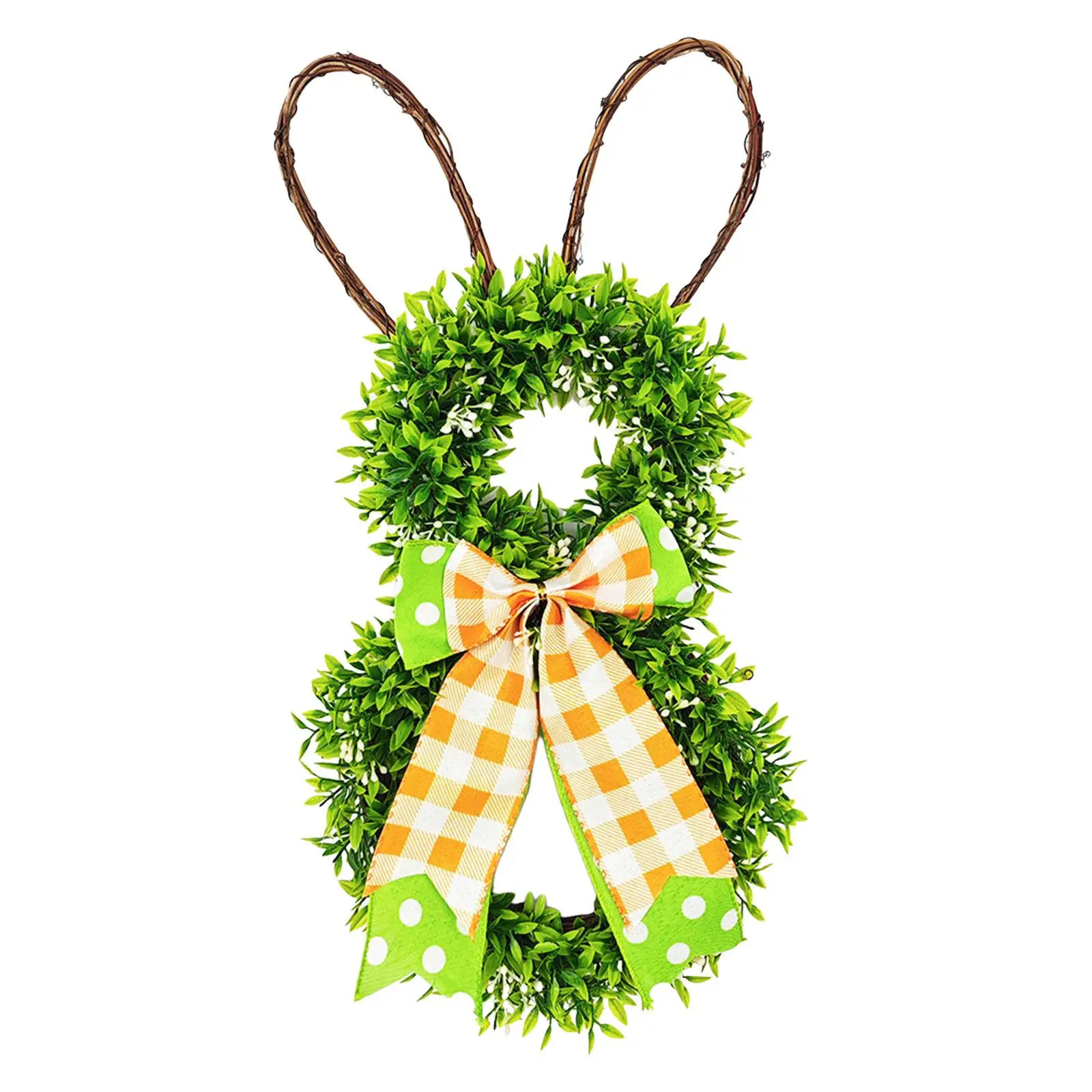 Easter Wreath Easter Decoration with Plaid Bow Decorative Easter for Farmhouse Window Holiday Office Wall