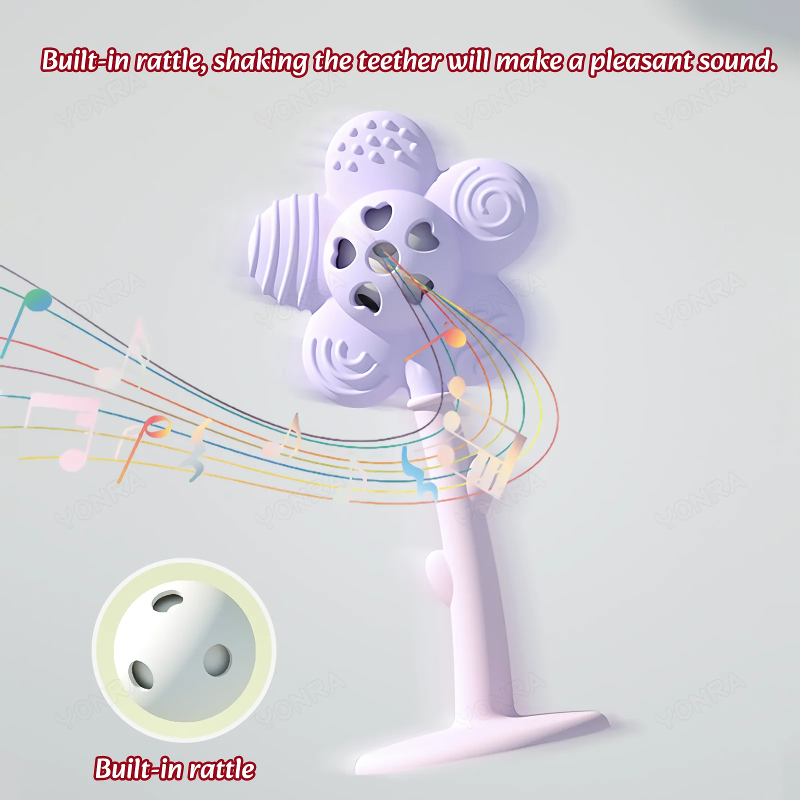 Flower Teether Rattle Bed Bell Silicone Newborn Baby Toys Easy to Clean BPA Free
