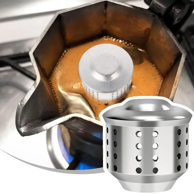 Moka Pot Stovetop Espresso Coffee Maker Splash Splutter Guard Stainless Steel Anti-Splash Valve Coffee Maker Accessories