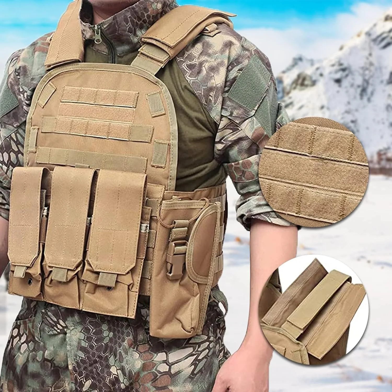 Camouflage Plate Carrier Vest Multi-Functional Paintball Airsoft Vest Adjustable Men Combat Equipment for Hunting Tactical Vest