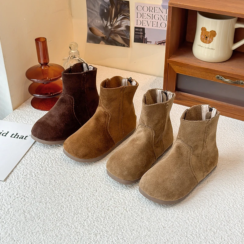 Leather Kids Ankle Boots Girls Fashion Casual Outdoor