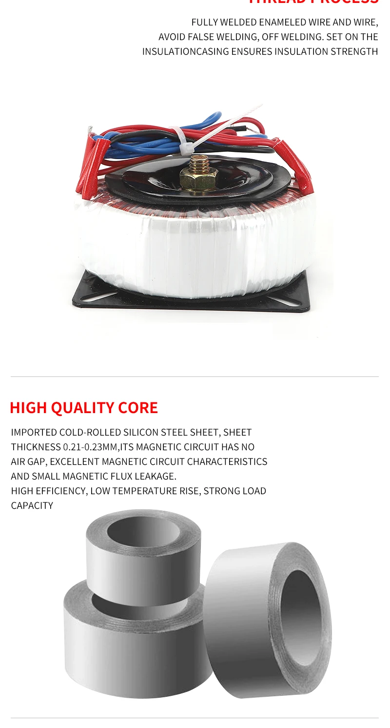 Description Picture 5 of item50VA double toroidal transformer audio pure copper ring cow power amplifier power coil fan transformer isolation high power