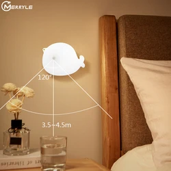 Veilleuse en forme de dauphin pour enfants, créative, interrupteur tactile, aimant, Recharge, capteur de mouvement, lumières pour placard, cadeau pour bébé 