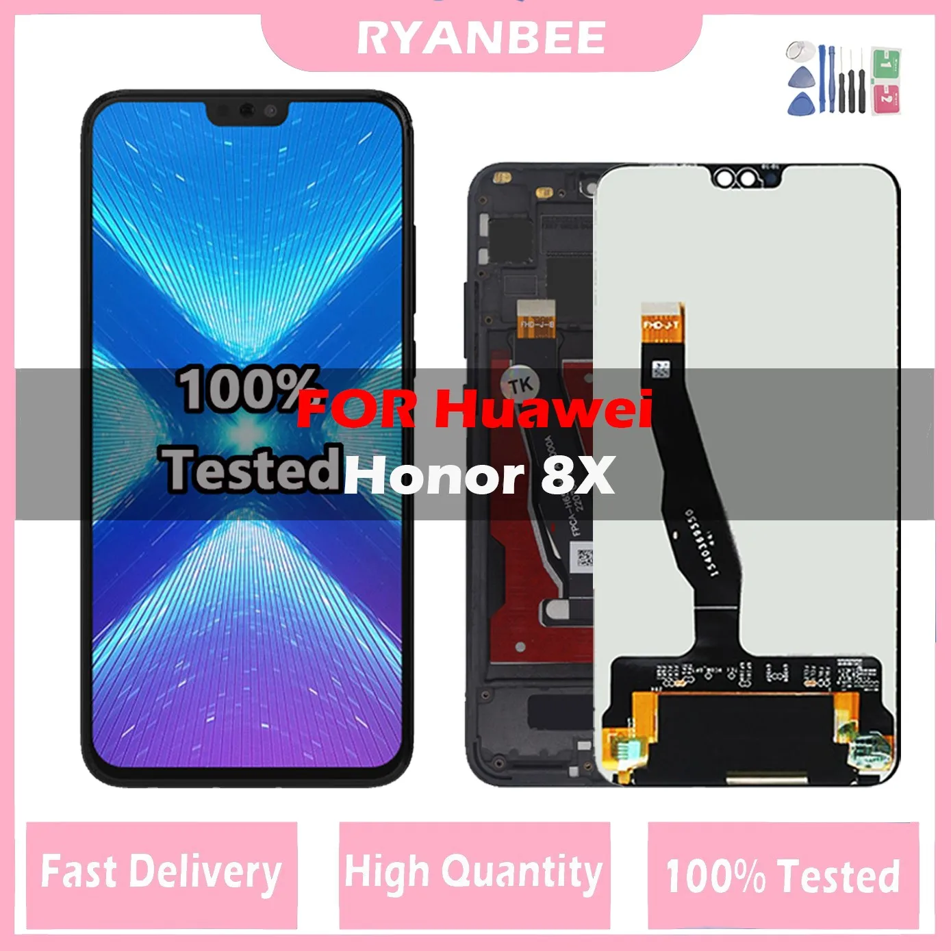 

Original LCD 6.5"For Huawei Honor 8X JSN-AL00 JSN-L22 JSN-L21 Full LCD DIsplay + Touch Screen Digitizer Assembly Replacement