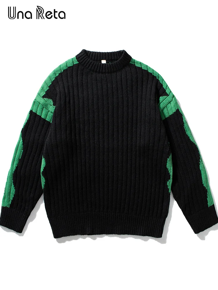 

Una Reta Men's Sweater Streetwear Autumn Winter New Hip Hop Splicing Couple's Knitted Pullover Harajuku Long Sleeve Sweaters