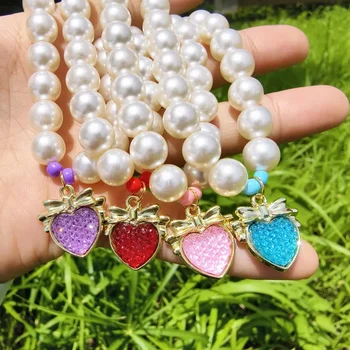 Cat Collar Pearl Bow Love Crystal Pendant Pet Neck Ornament Cute Accessories Suitable for Dog Chihuahua Pet Grooming Supplies