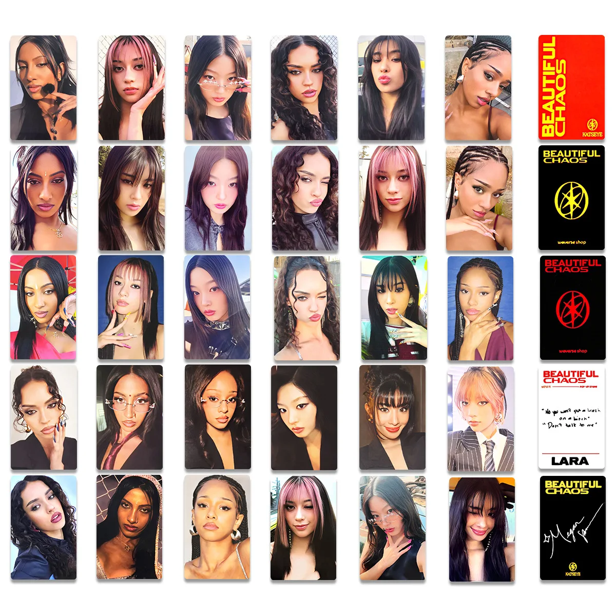 Kpop KATSEYE Album BEAUTIFUL CHAOS Card Double Sides Printing LOMO