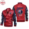 SAAB car LOGO color matching retro washed pu leather jacket men's SAAB team pilot jacket team suit 4
