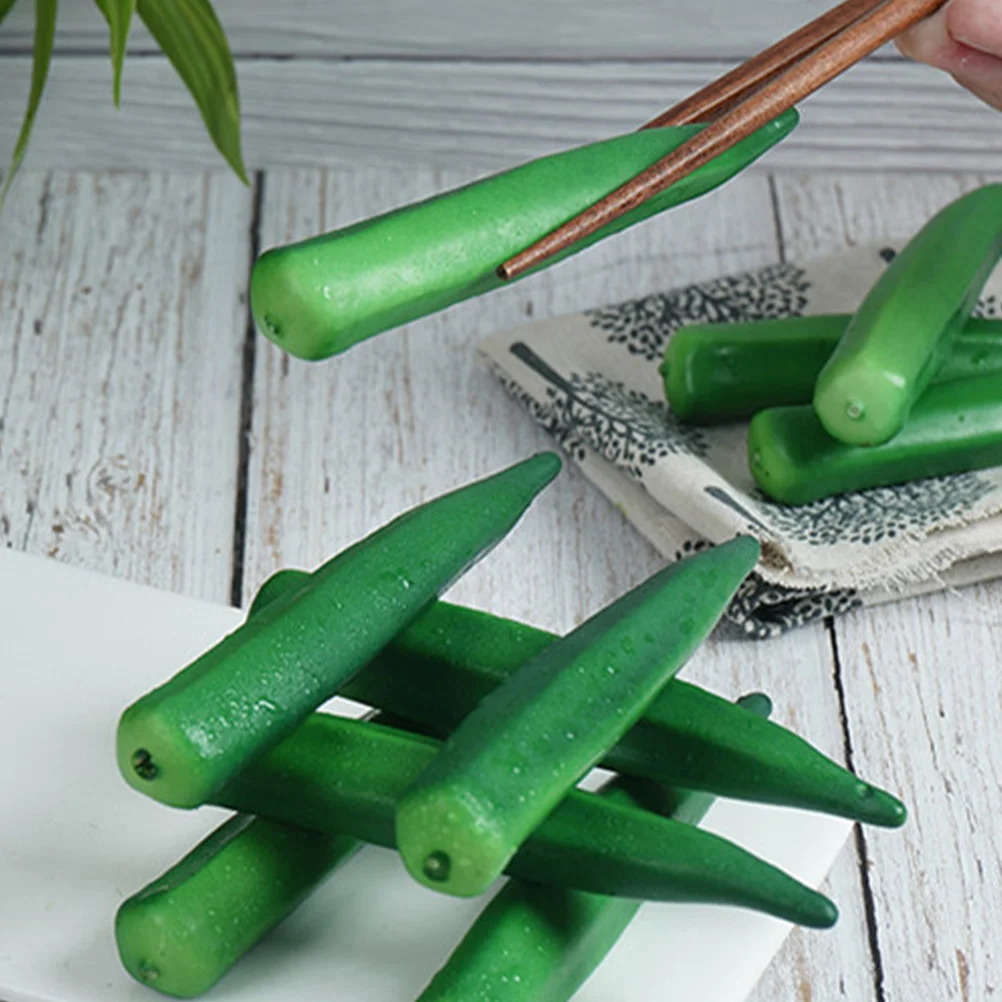 

10 Pcs Simulated Okra Realistic Artificial Fake Foams Vegetables Lifelike Props Simulation Models