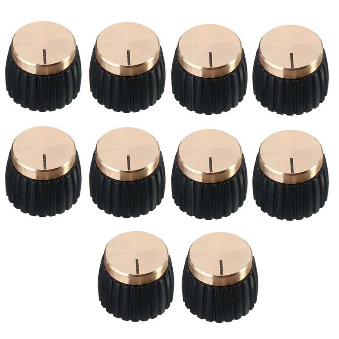 10pcs Guitar Amp Amplifier Knobs Pushon Black+gold Cap For Marshall