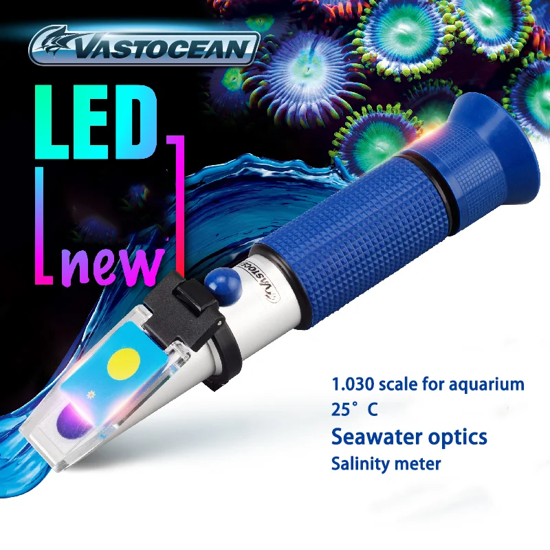 Vastocean Seawater Optical Hydrometer Salinity Meter Temperature-compensated Optical Salinity Meter for Marine Fish Tanks