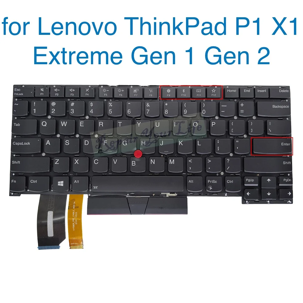 Teclado Retroiluminado dos Eua para Laptop Lenovo Thinkpad p1 x1 Extremo Gen Gen T490s T495s 14.0 02hm208 02hm244 V170820es1 Sn20r58841