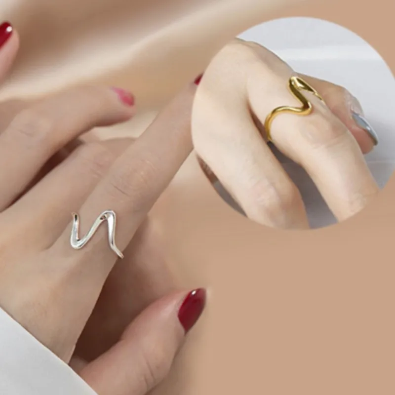 Silver Color Creative Waves Design Rings for Women Geometric Rings Party Jewelry Accessories Wholesale