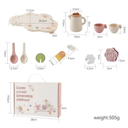 Montessori Wooden Teapot & Teacup Pretend Play Set (4)