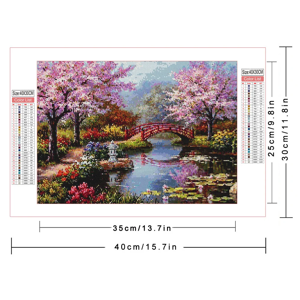 5d Diy Diamond Painting HUACAN Garden Nature Landscape 20x30cm Embroidery Cherry Blossom 30x40cm Home Decor Rhinestones Gift