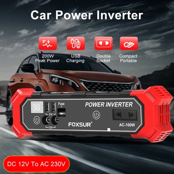 Convertitore di alimentazione da 12V CC a 230V CA 100W con interfaccia USB e morsetto per batteria, inverter per auto con presa accendisigari