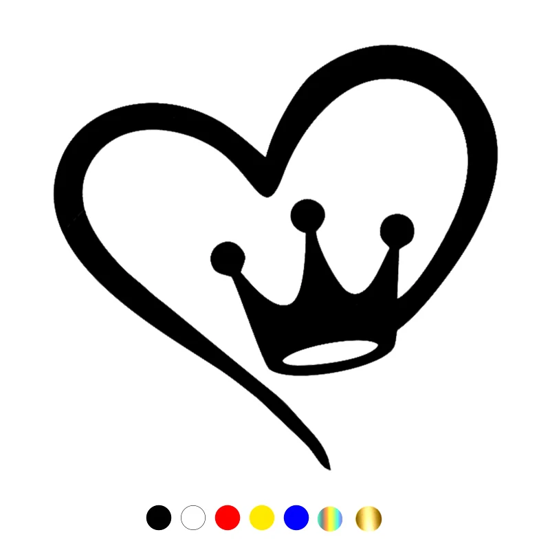 

Various Sizes Vinyl Decal The Heart and the King Crown Car Sticker Waterproof Auto Decors on Truck Bumper Rear Window