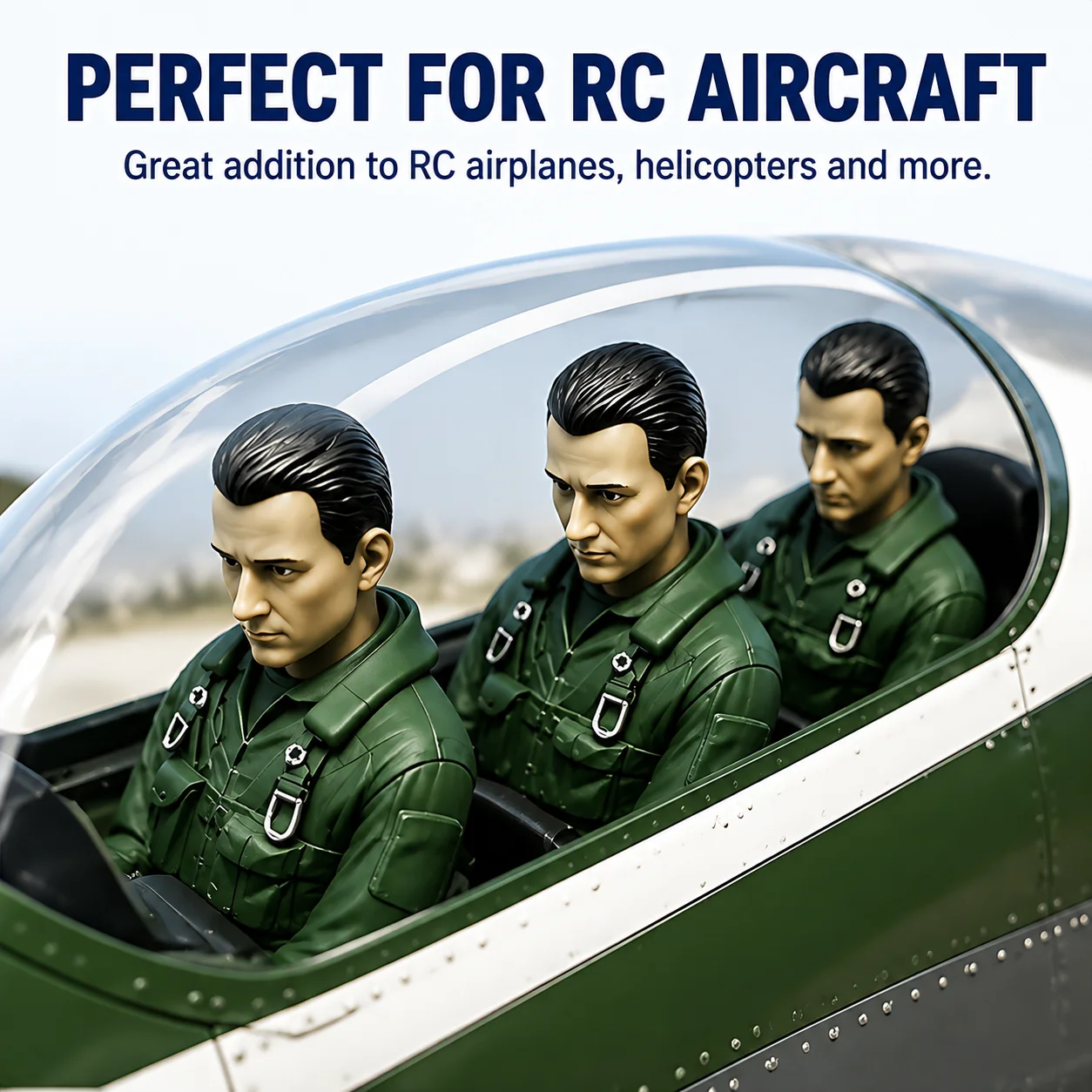 1/4 1/6 Maßstab Jet-Pilot-Figur für RC-Flugzeug, Beweglicher Kopf Grünes Spielzeugmodell XAERO Hobby-Zubehör Militärflugzeug-Pilotenpuppe