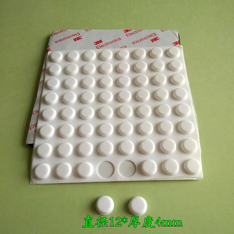 64Pcs 12*4Mm White Furniture Protection Shockproof Silicone Rubber Bumper Feet Pads Anti Slip Silicone Rubber Feed Pads