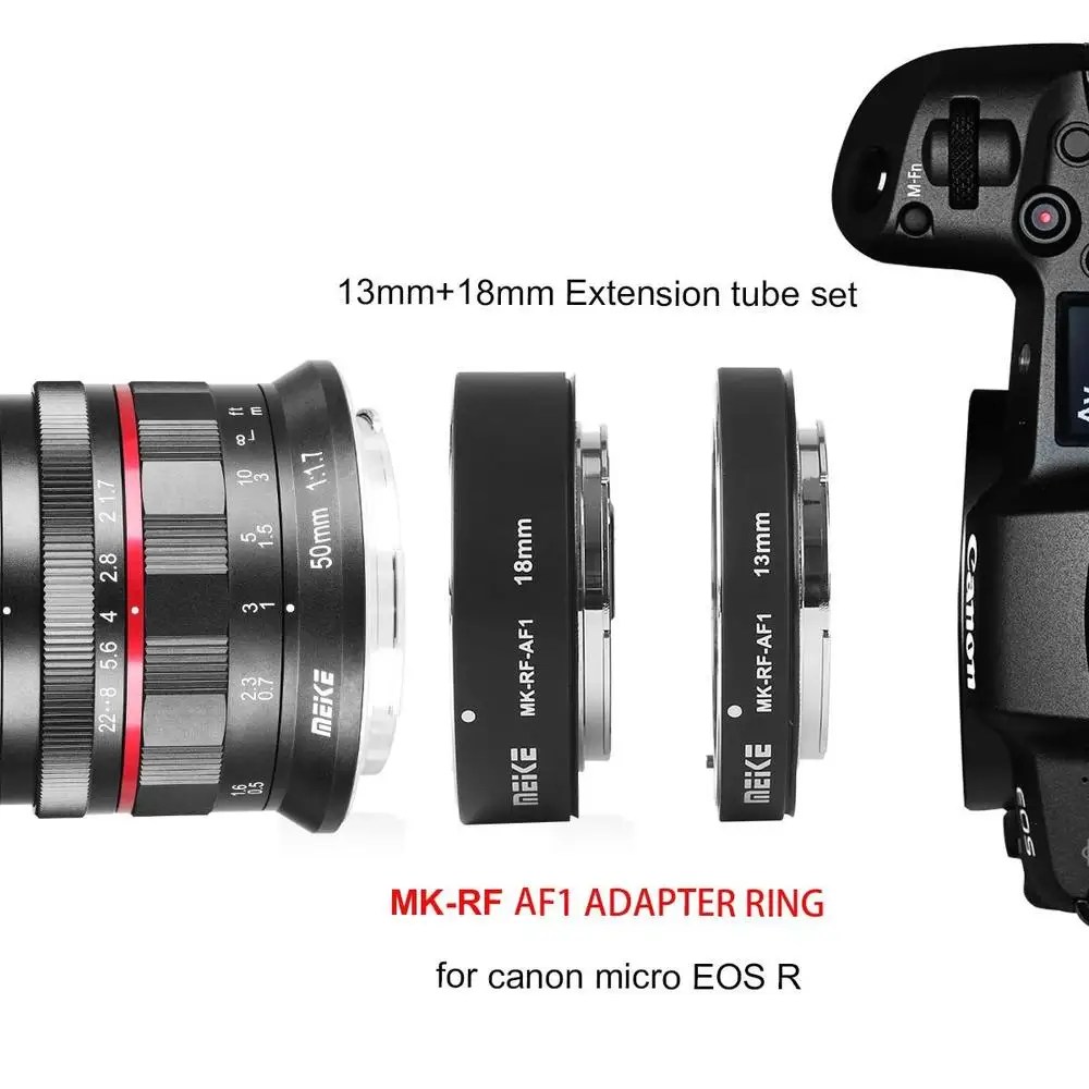 Meike MK-RF-AF1 13mm 18mm Metal AF Full Frame Macro Extension Tube Adapter Ring