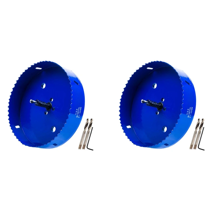 

2Pcs 6 Inch 152 Mm Hole Saw Blade For Cornhole Boards/Corn Hole Drilling Cutter & Hex Shank Drill Bit Adapter (Blue)