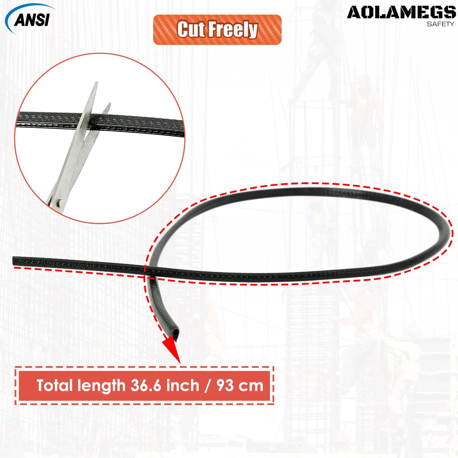 Aolamegs Anti-collision Strips Full Brim Hard Hat Guard Strengthen Helmet Protection Helmet Accessories 36.6in Length Croppable safety helmet