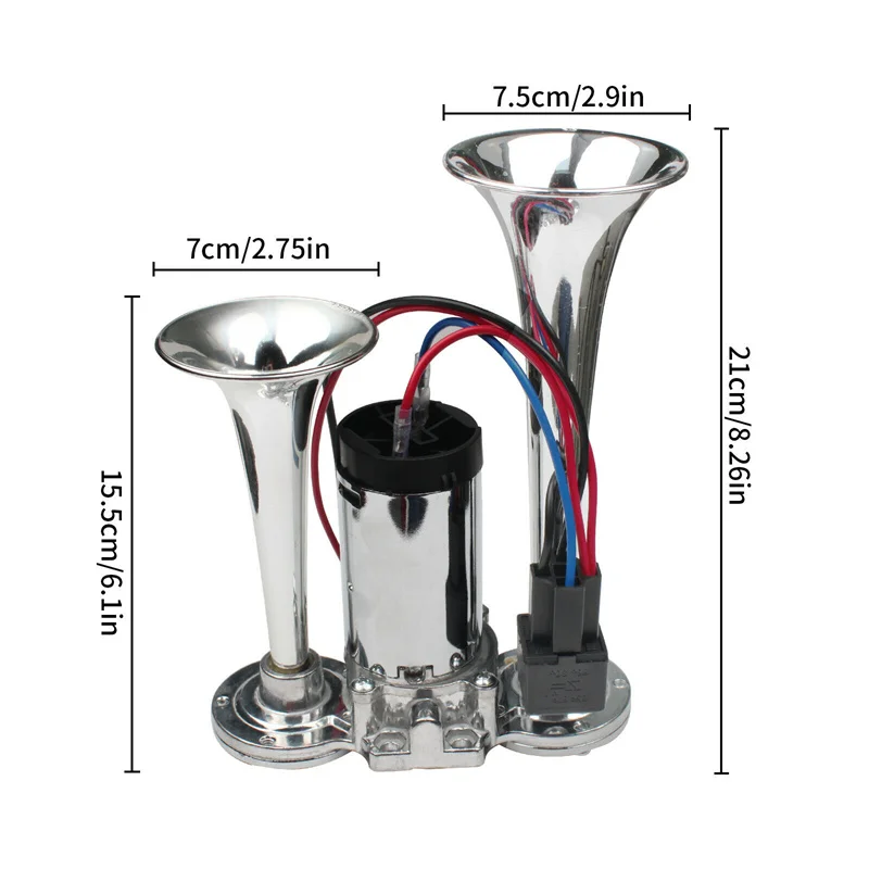 600DB 12V Dual Trumpets Super Loud Car Electric Horn Truck Boat Train Speaker Car 12V Compressor Air Horn with Wires Relay car siren horn car air horn air horn train horn waterproof horn