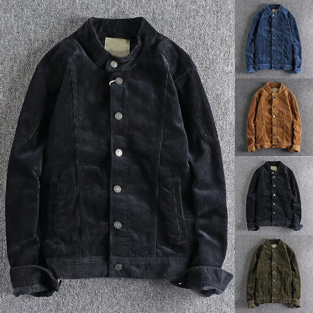 

Men Corduroy Long Sleeve Button Down Shirt Baggy Streetwear Casual Retro Relaxed Vintage Fashion Baggy Jacket