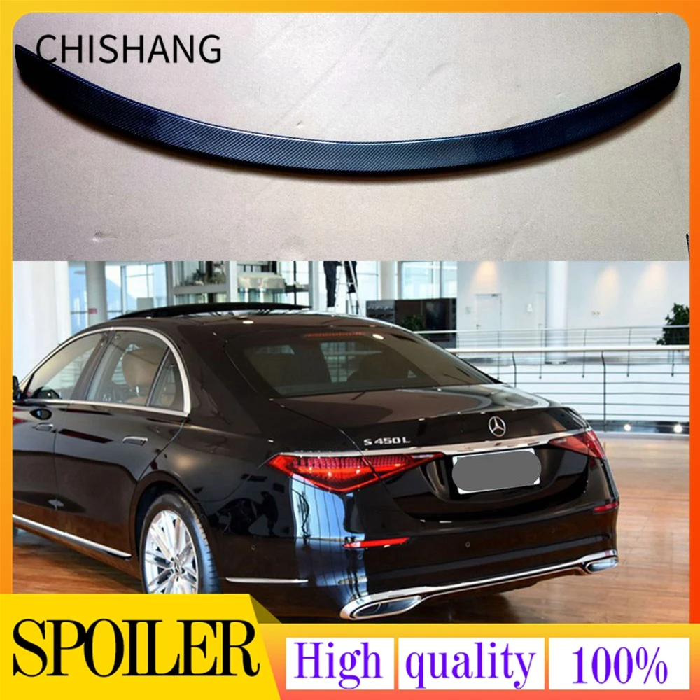 

BOS style for Mercedes-Benz new S-class W223 S480 S500 S680 2021+ car trunk trunk lip wing carbon fiber+FRP Rear spoiler Wing