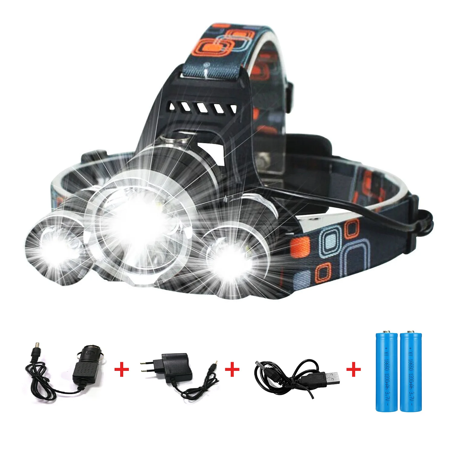 Rechargeable Zoom Powerful Headlight 5 LED T6 Headlamp ZOOM Flashlight Torch Hunting Head Light Fishing Camping Lantern |