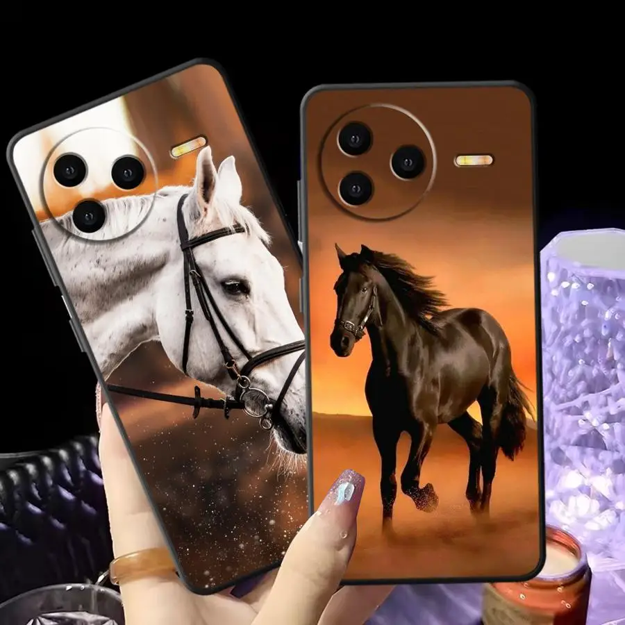Black Soft Phone Cover with Horse Animal Design