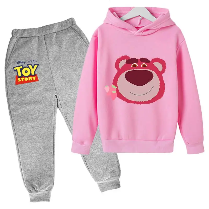 Conjunto de sudaderas con capucha Lotso para niños, Woody, Buzz Lightyear, sudaderas con capucha de Toy Story de dibujos animados para niños, camisetas y pantalones largos, traje de 2 piezas para niño