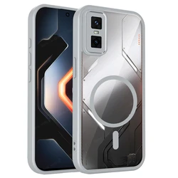 Magnetic Transparent Silicone Shockproof Phone Case with TPU Bumper for Infinix gt 30 (Gray)