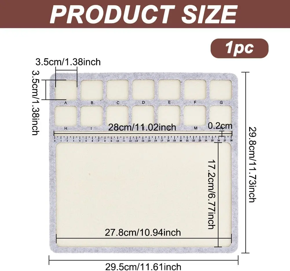 Craft Supplies Jewelry Making Supplies Square Felt Bead Design Boards Medium Felt Beading Mat with Centimeter Alphabetic Scale Beads Tray Bead Pads for Art Crafts