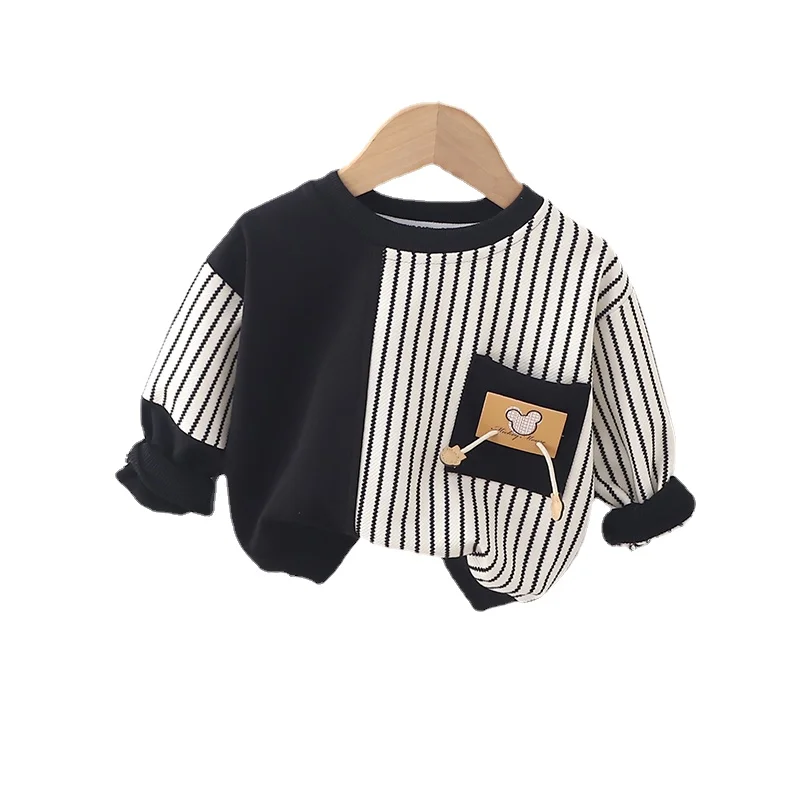 Sweatshirts Cute Girls Printe T-shirt Baby Boys Hoodies Toddler Kids Cartoon StriPS Round Neck Long Sleeves Hoodies 6