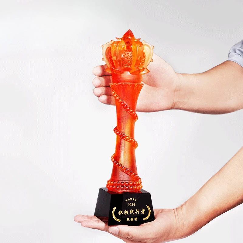 Customized Water Coloured Glaze Trophy, Creative High-end Five pointed Star Excellent Employee Company Annual Meeting Award, 1Pc