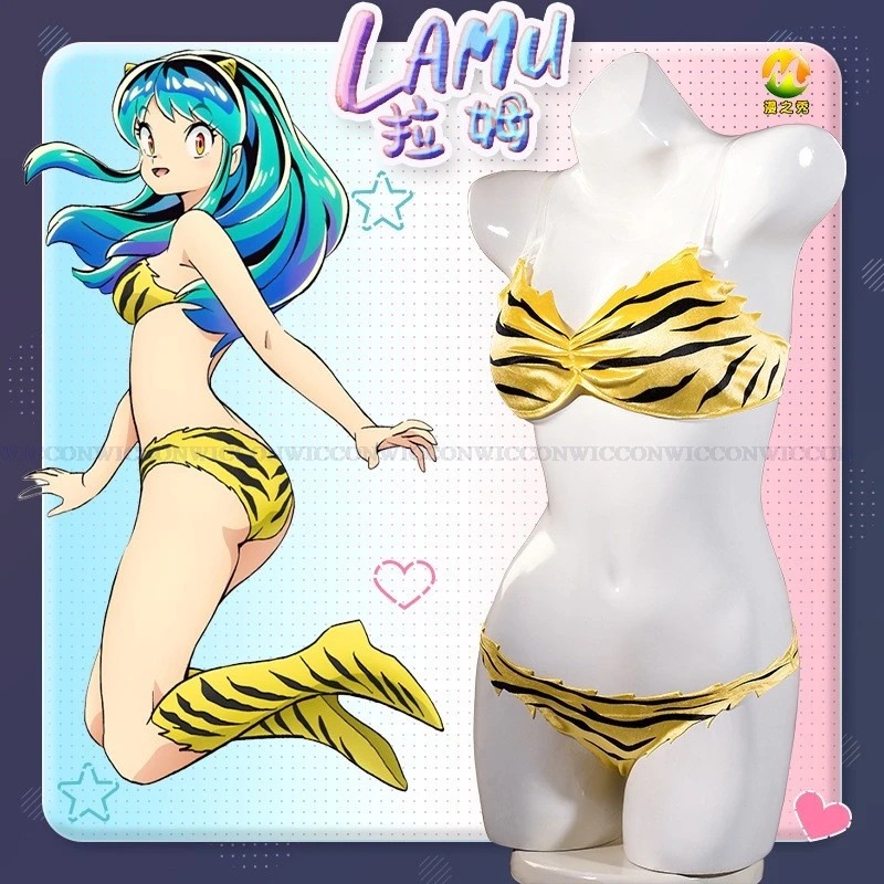 

Anime Urusei Yatsura Lum Lum Invader Ramu Cosplay Girls Bikini Bra Outfits Costume Wig Halloween Suit Roleplay Sexy Set 2024