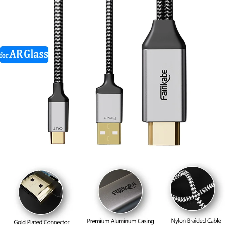 Cavo HDMI To USB C Fairikabe 1m - 4K60Hz, Per Monitor USB-C, Xreal Air, PS5, Xbox, Con Alimentazione USB-A - Foto 3