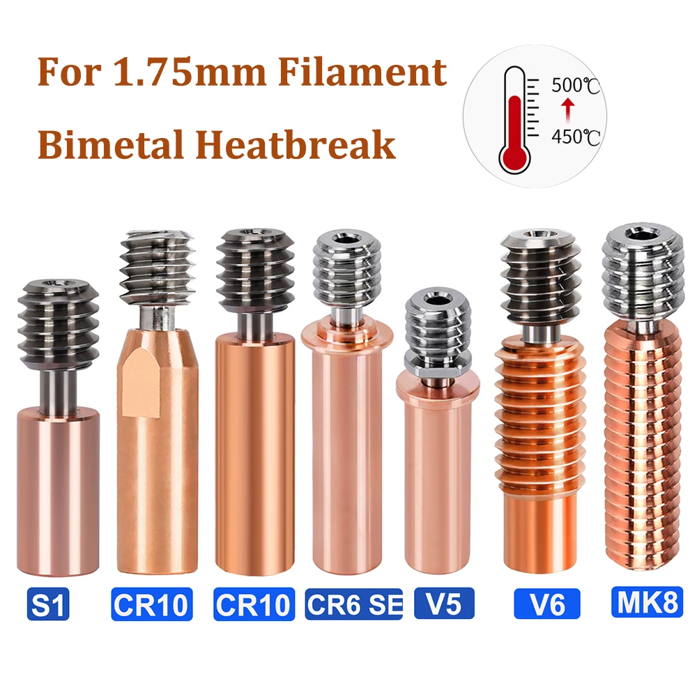Garganta v5 3d Peças de Impressora Cr10 Bi-metal Heatbreak Cobre Chapeado Mk8 Gargantas para Ender s1 Pro Cr10s Cr6 se Alta Qualidade E3d v6